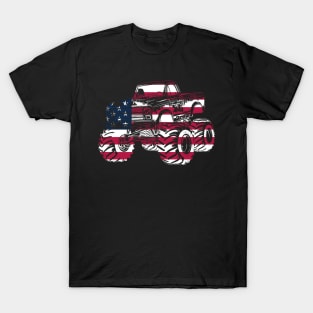 Monster Truck wrapped in American Flag T-Shirt